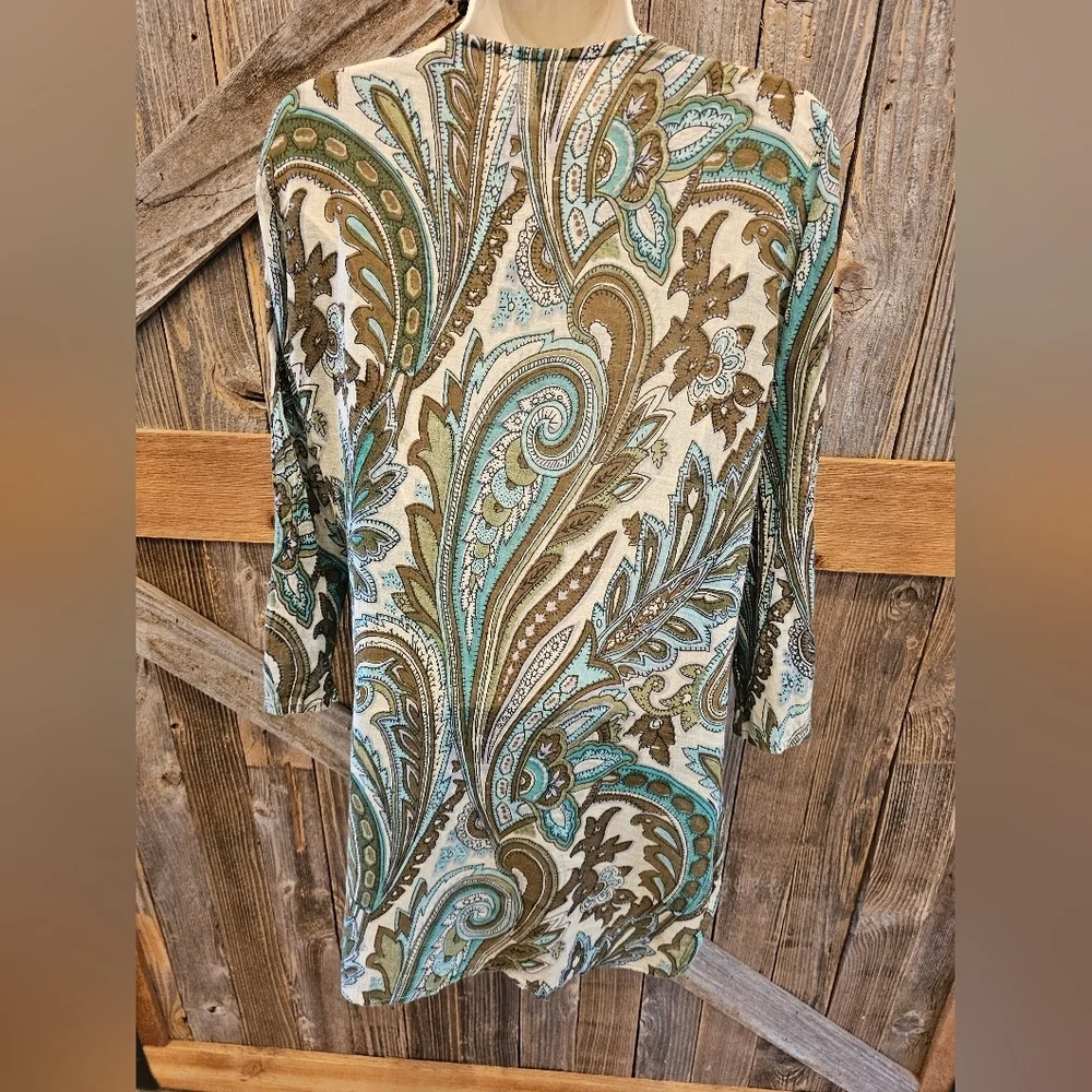 Baba Floral Tunic Paisley Lightweight Popover EUC Career Casual Teacher Office